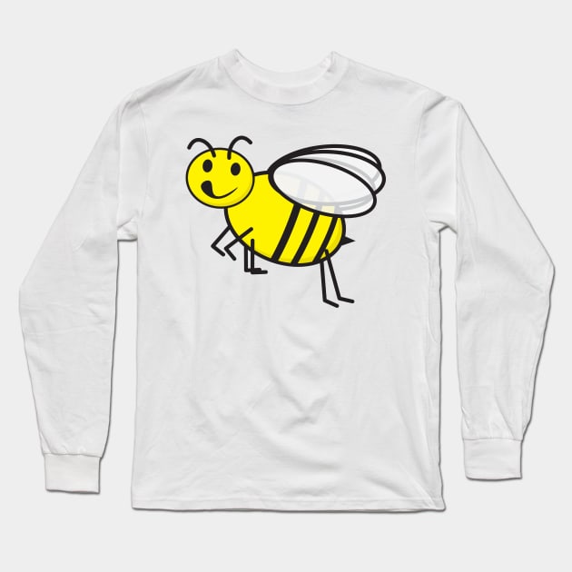 Smiling Bee flying clipart Long Sleeve T-Shirt by sigdesign
